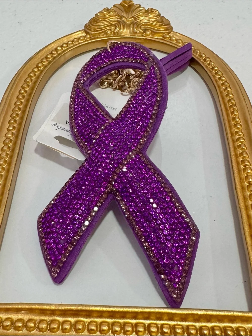 New Purple Crystal Ribbon Keychain
